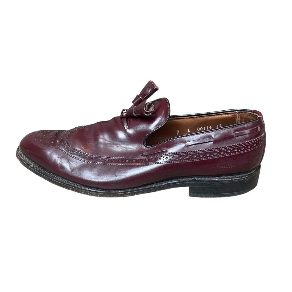 Allen Edmonds Mens Berwick Tassel Oxford Wing Tip Shoe Size 9 Burgundy Leather